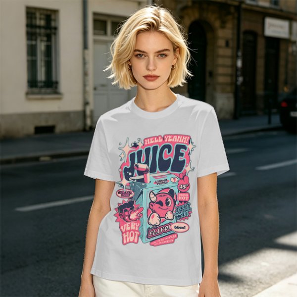 Olive t-shirt with retro hot juice devil graphic print