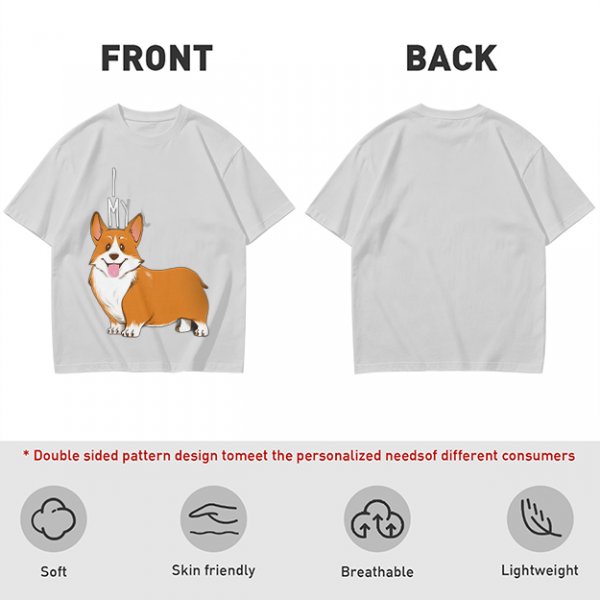 Olive Green T-Shirt With I Love My Corgi Graphic Print