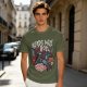 Olive graphic t-shirt featuring Headless Horseman 'Heads Will Roll World Tour' print