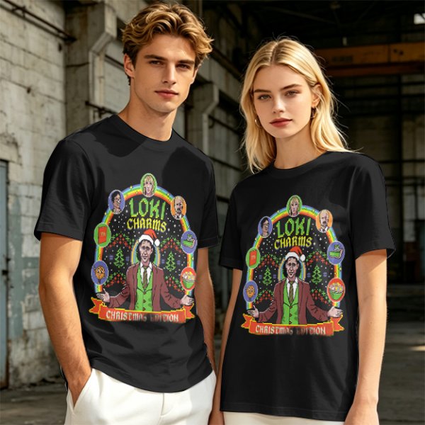 Loki Charms Christmas Edition Themed Graphic T-Shirt