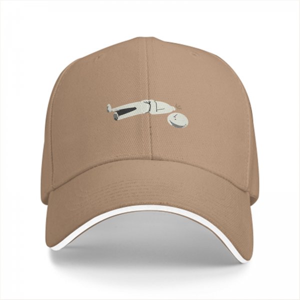 Black Baseball Cap With Funny Disconnected Stick Figure Print