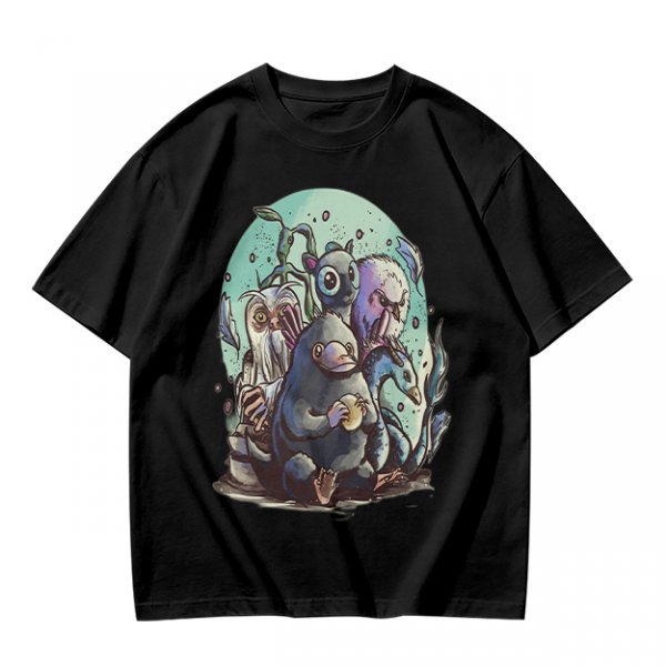 Olive T-Shirt With Magical Creature Group Art Print