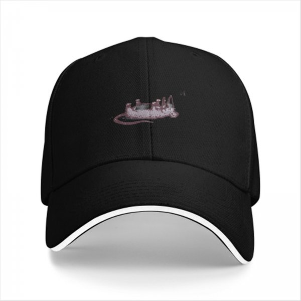 Black Baseball Cap With Opossum Graphic Print