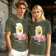 Olive T-Shirt With Happy Fried Egg And Bacon Graphic Print