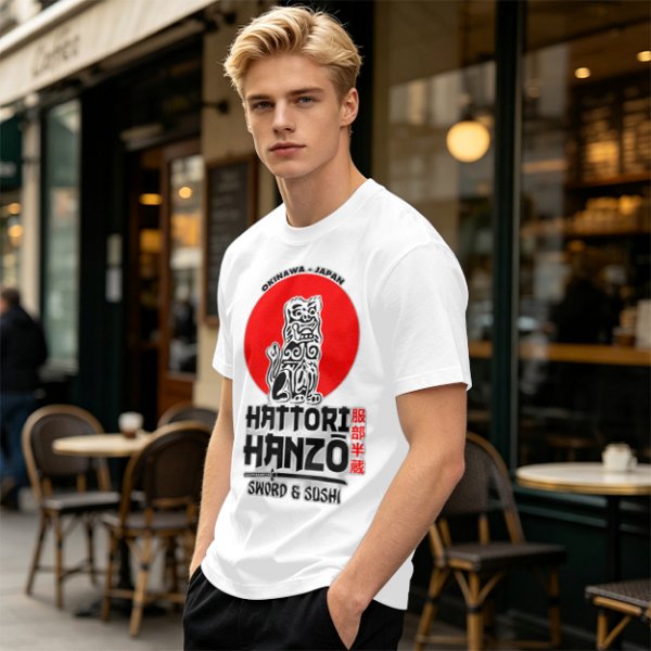 Okinawa Japan Hattori Hanzo Sword and Sushi T-Shirt