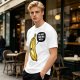 Olive T-shirt with sad banana graphic reading I'm not peeling well