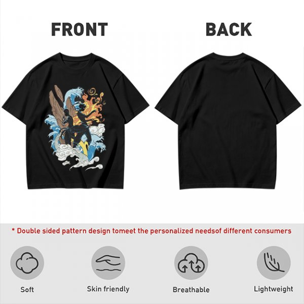 Olive T-Shirt With Elemental Bender Artwork Print