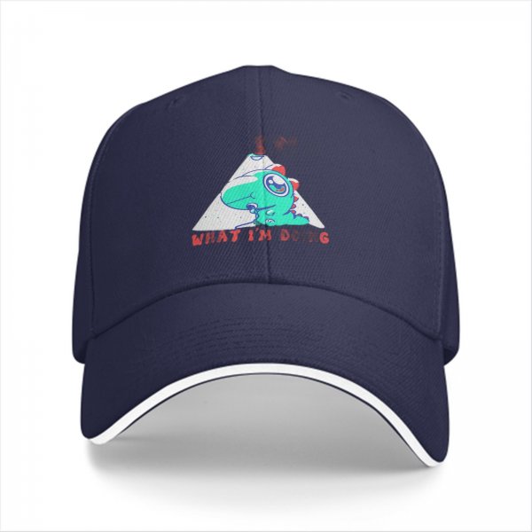 Black Baseball Cap With Cute Dinosaur Graphic And 'What I'm Doing' Text