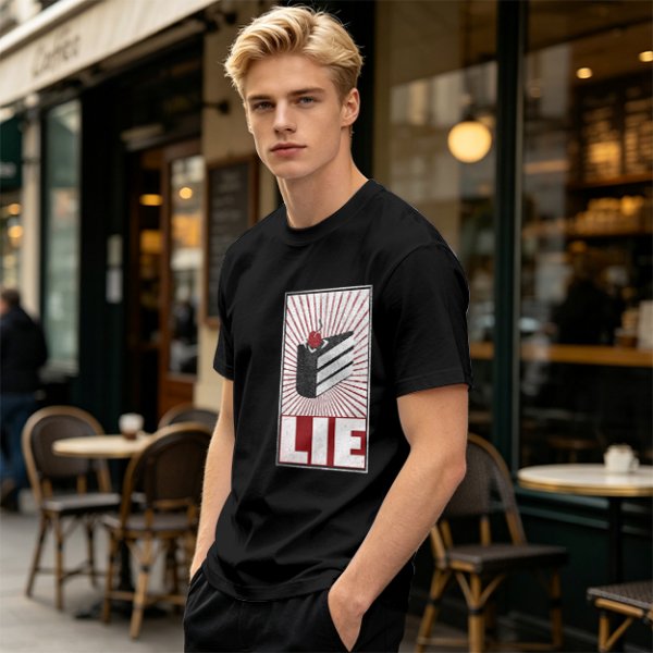 Olive Graphic T-Shirt With Cake Slice And 'LIE' Print