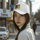 Black baseball cap with cartoon bear costume character in fiery cave print