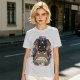 Olive T-Shirt with Stacked Anime Character Totem Print