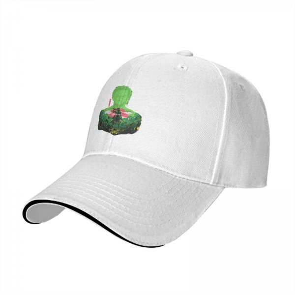 Black Baseball Cap With Green Silhouette Character Art Print