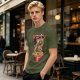 Olive T-Shirt with Japanese Ramen Dragon Graphic Print
