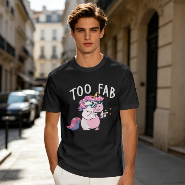 Olive T-Shirt with Too Fab Cool Unicorn Graphic Print