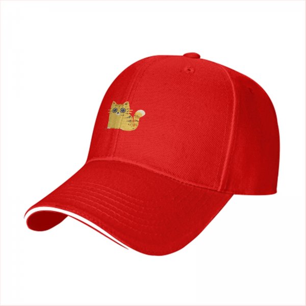 Black Baseball Cap With Cute Surprised Orange Cat Graphic