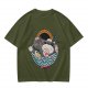 Oversized T-Shirt With Chubby Cat In Ramen Bowl Print