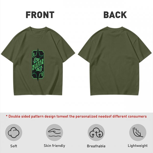 Olive Green T-Shirt With Wicked Witch Graphic Print