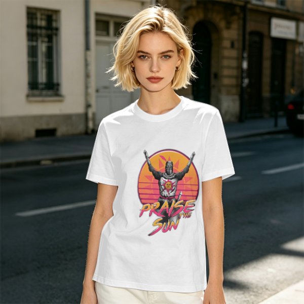 Olive T-Shirt With Praise The Sun Retro Knight Graphic
