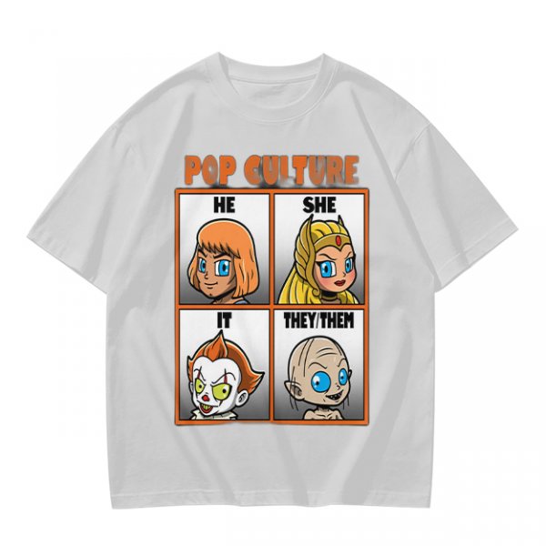 Pop Culture Pronoun Guide Chibi Character Graphic T-Shirt