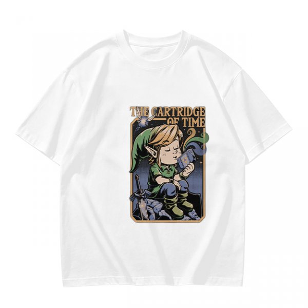 Olive t-shirt with The Cartridge of Time elf character print