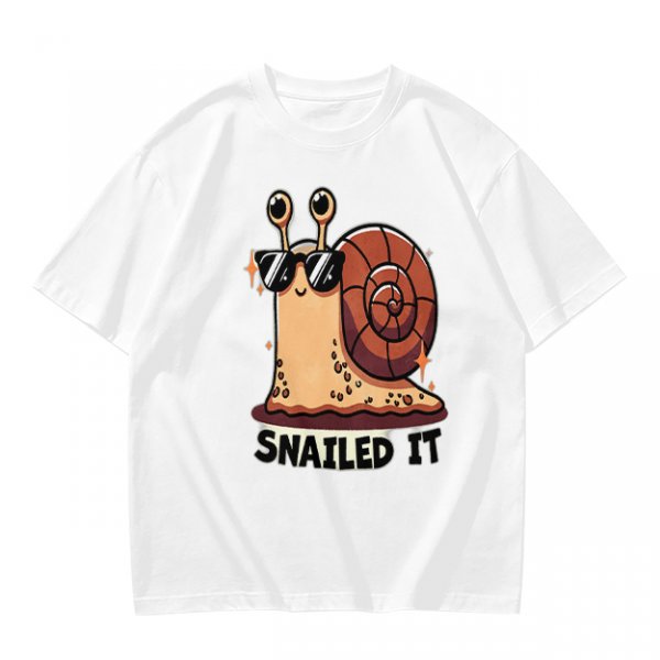 Olive T-Shirt With Cool Snail Wearing Sunglasses 'Snailed It' Print