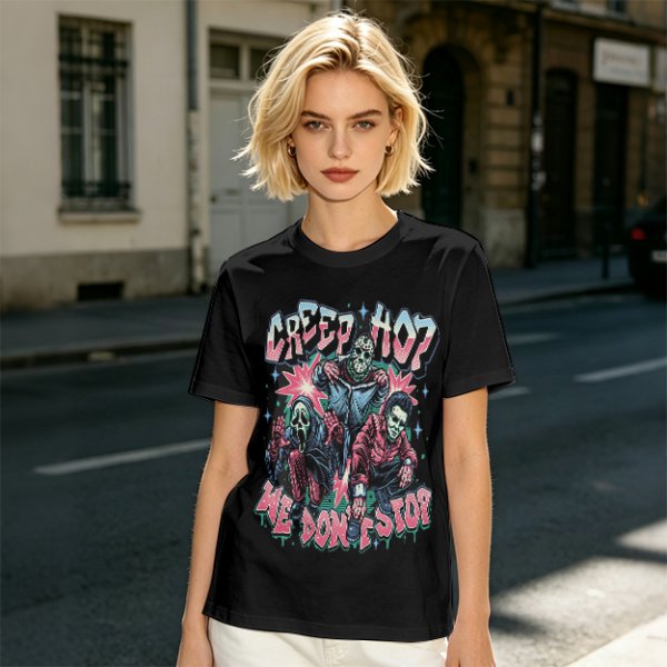 Creep Hop We Don't Stop Horror Character Graphic T-Shirt