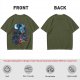 Olive T-shirt with fantasy warrior and moon graphic print