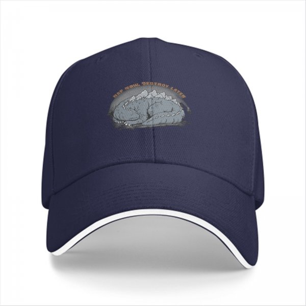 Black Baseball Cap with Sleeping Dragon 'Nap Now Destroy Later' Print
