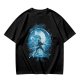 Olive T-Shirt With Blue Warrior Silhouette Graphic Print