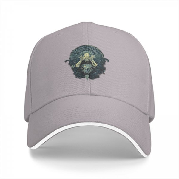 Black baseball cap with mystical occult graphic print