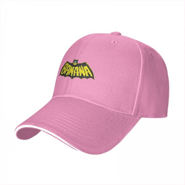 Black baseball cap with banana bat logo graphic