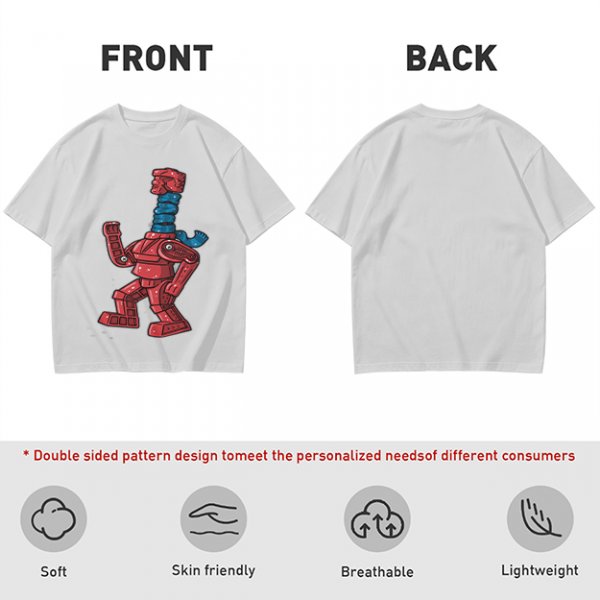 Olive Green T-Shirt with Retro Robot Graphic Print
