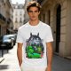 Olive Green T-Shirt with Totoro Nature Landscape Graphic Print