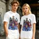 Olive T-shirt with Villainous Cartoon Character Group Print