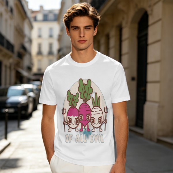 Olive Graphic T-Shirt With Evil Vegetable Characters Design