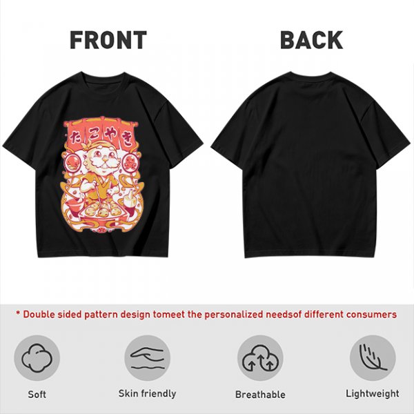 Olive T-Shirt with Cute Takoyaki Chef Graphic Print