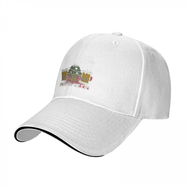 Black baseball cap with beer mugs and Christmas tree graphic FOR A BEER