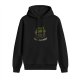 Black hoodie with 'Rock Bottom Has A Basement' graphic print