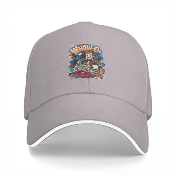 Black Baseball Cap With Whovio Cereal Themed Graphic Print