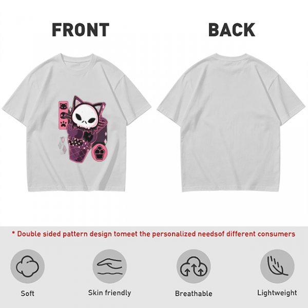 Olive T-Shirt with Skull Cat Ice Cream Graphic Print