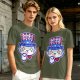 Olive T-Shirt With Patriotic Cat 'I Want You Right Meow' Print