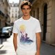 Olive T-Shirt with Watercolor Witch and Moon Art Print