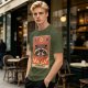 Olive T-Shirt With Raccoon El Diablo Tarot Card Print