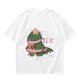 Olive T-shirt with Christmas T-Rex Dinosaur Graphic