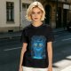 Olive T-shirt with Glowing Blue Cheshire Cat Graphic