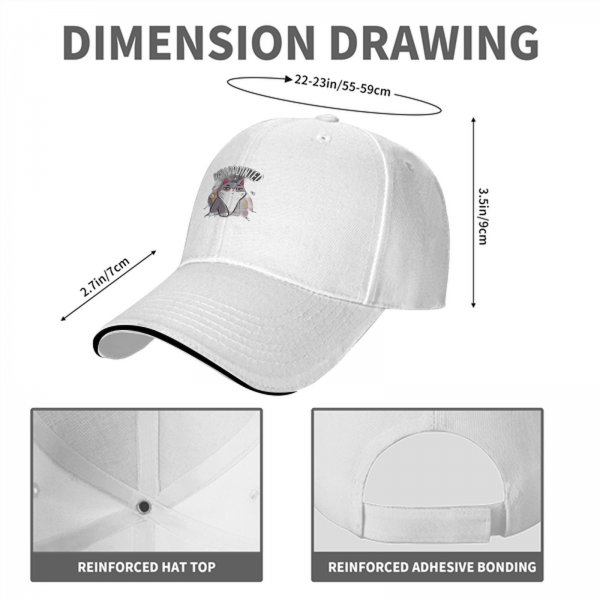 Black Baseball Cap With Disappointed Cat Graphic Print