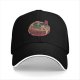 Black Baseball Cap With Ramen Bowl Cat Warrior Artwork