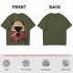 Olive T-shirt with Glitch Art Monkey D Luffy Straw Hat Print