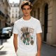 Olive t-shirt with Side Quest fantasy adventure graphic print