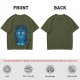 Olive T-shirt with Glowing Blue Cheshire Cat Graphic